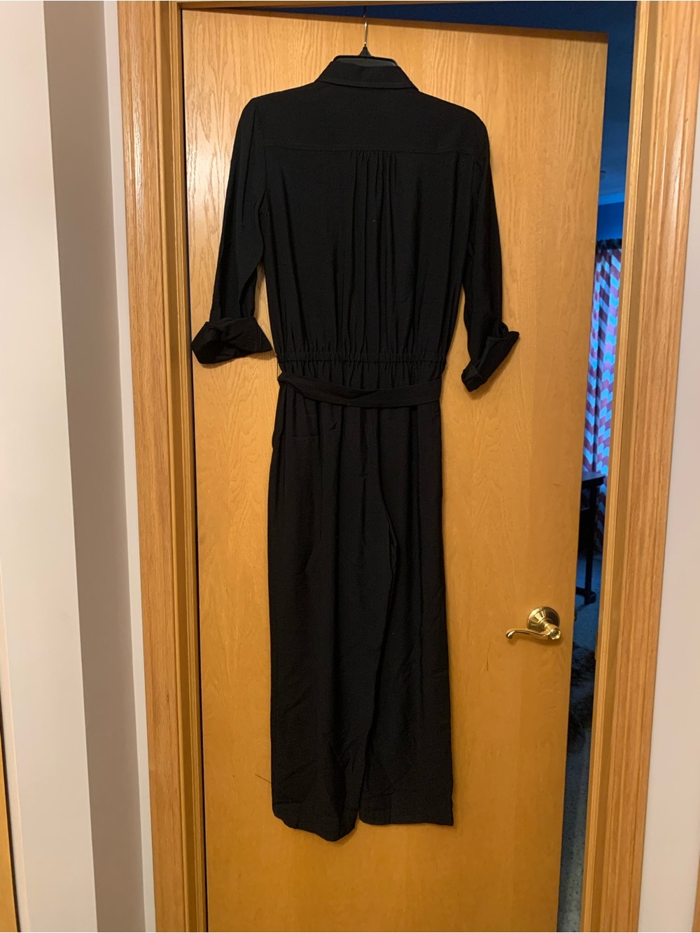 LOFT Black Maxi Jumpsuit with Belted Waist